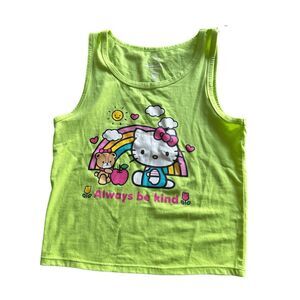Hello Kitty lime green tank top Be Kind’ sz Large 10-12 NEW